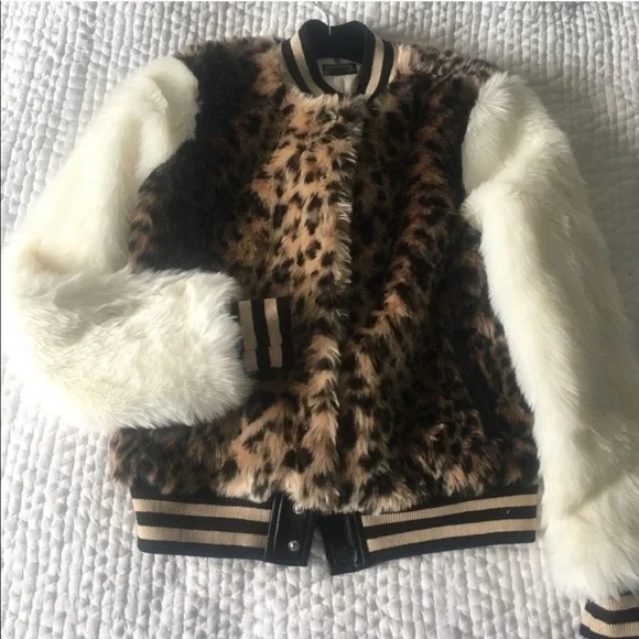 MOTHER Leopard Fur Coat Bomber Jacket XS - Picture 2 of 7